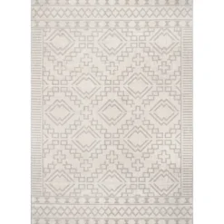 Kirkland's Home Outdoor Rugs-Cammie Gray Moroccan Geometric Outdoor Rug, 5X8