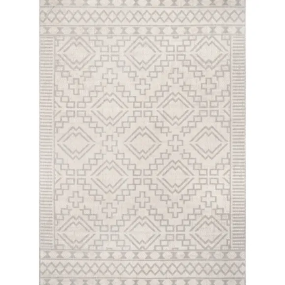 Kirkland's Home Outdoor Rugs-Cammie Gray Moroccan Geometric Outdoor Rug, 5X8