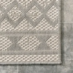 Kirkland's Home Outdoor Rugs-Cammie Gray Moroccan Geometric Outdoor Rug, 5X8