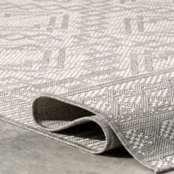 Kirkland's Home Outdoor Rugs-Cammie Gray Moroccan Geometric Outdoor Rug, 5X8