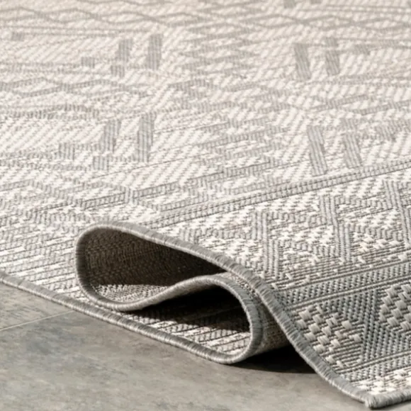 Kirkland's Home Outdoor Rugs-Cammie Gray Moroccan Geometric Outdoor Rug, 5X8