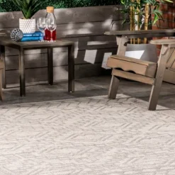 Kirkland's Home Outdoor Rugs-Cammie Gray Moroccan Geometric Outdoor Rug, 5X8