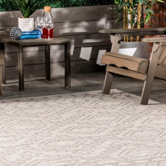 Kirkland's Home Outdoor Rugs-Cammie Gray Moroccan Geometric Outdoor Rug, 5X8