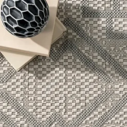 Kirkland's Home Outdoor Rugs-Cammie Gray Moroccan Geometric Outdoor Rug, 5X8