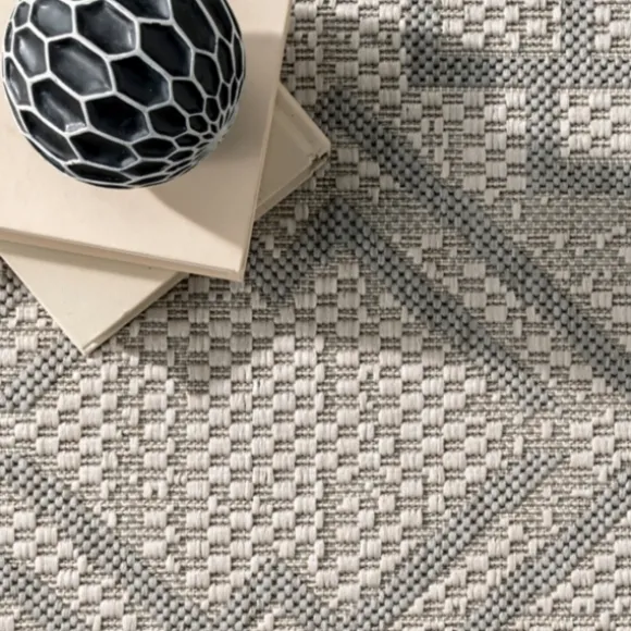 Kirkland's Home Outdoor Rugs-Cammie Gray Moroccan Geometric Outdoor Rug, 5X8