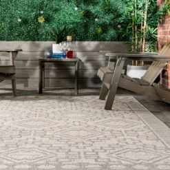 Kirkland's Home Outdoor Rugs-Cammie Gray Moroccan Geometric Outdoor Rug, 5X8