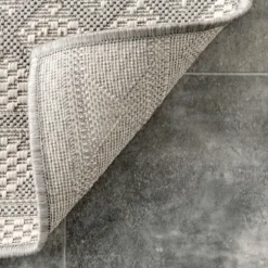 Kirkland's Home Outdoor Rugs-Cammie Gray Moroccan Geometric Outdoor Rug, 5X8