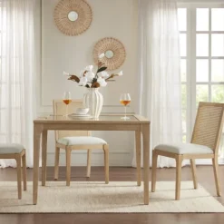 Kirkland's Home Dining Chairs-Cane Back Upholstered Wood Dining Chairs, Set Of 2