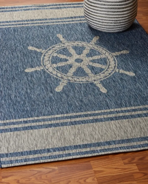 Kirkland's Home Outdoor Rugs-Captiva Nautical Helm Outdoor Area Rug, 5X7