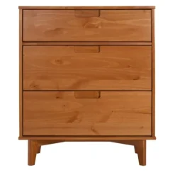 Kirkland's Home Dressers & Chests-Caramel Mid-Century Modern 3-Drawer Wood Chest