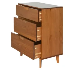 Kirkland's Home Dressers & Chests-Caramel Mid-Century Modern 3-Drawer Wood Chest