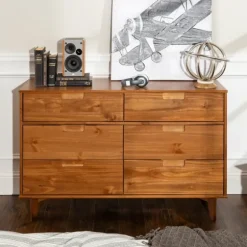Kirkland's Home Dressers & Chests-Caramel Mid-Century Modern 6-Drawer Dresser