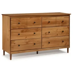 Kirkland's Home Dressers & Chests-Caramel Solid Wood 6-Drawer Dresser