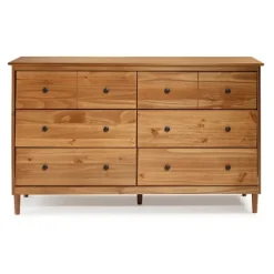 Kirkland's Home Dressers & Chests-Caramel Solid Wood 6-Drawer Dresser