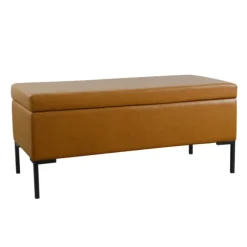 Kirkland's Home Benches & Ottomans-Caramel Vegan Leather Storage Bench