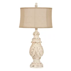 Kirkland's Home Table Lamps-Caroline Distressed Cream Table Lamp