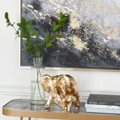 Kirkland's Home Statues & Figurines-Carved Elephant Family Statue