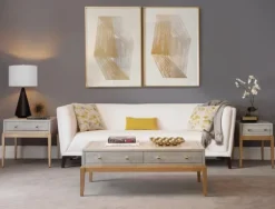 Kirkland's Home Coffee Tables-Carved Graphite And Gold 2-Drawer Coffee Table