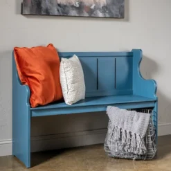 Kirkland's Home Entryway Furniture-Carved Wood Pew Bench