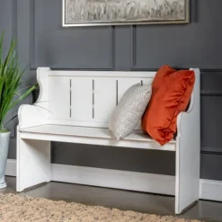 Kirkland's Home Entryway Furniture-Carved Wood Pew Bench
