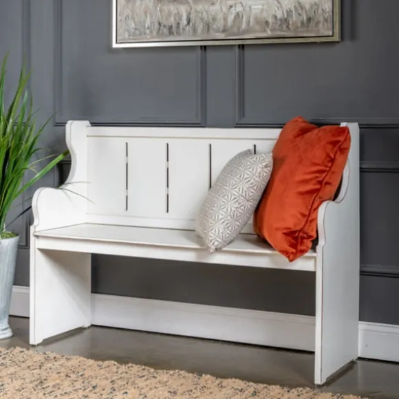 Kirkland's Home Entryway Furniture-Carved Wood Pew Bench