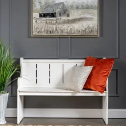 Kirkland's Home Entryway Furniture-Carved Wood Pew Bench