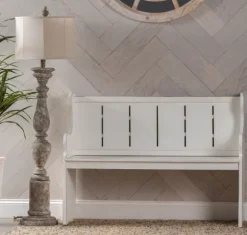 Kirkland's Home Entryway Furniture-Carved Wood Pew Bench