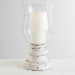Kirkland's Home Candle Holders-Cement Pedestal Base Hurricane