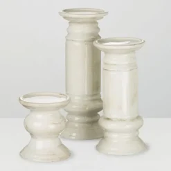 Kirkland's Home Candle Holders-Ceramic Column Pillar Holders, Set Of 3