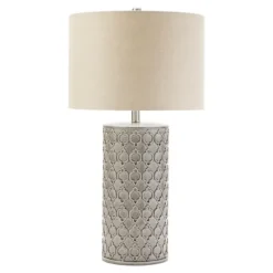 Kirkland's Home Table Lamps-Ceramic Embossed Geometric Table Lamp
