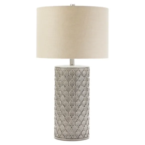 Kirkland's Home Table Lamps-Ceramic Embossed Geometric Table Lamp