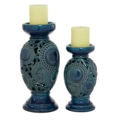 Kirkland's Home Candle Holders-Ceramic Tiered Base Candle Holders, Set Of 2
