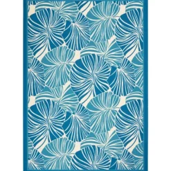 Kirkland's Home Outdoor Rugs-Cerulean Botanical Shells Outdoor Area Rug, 5X7