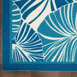 Kirkland's Home Outdoor Rugs-Cerulean Botanical Shells Outdoor Area Rug, 5X7