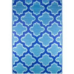 Kirkland's Home Outdoor Rugs-Cerulean Quatrefoil Outdoor Area Rug, 4X6