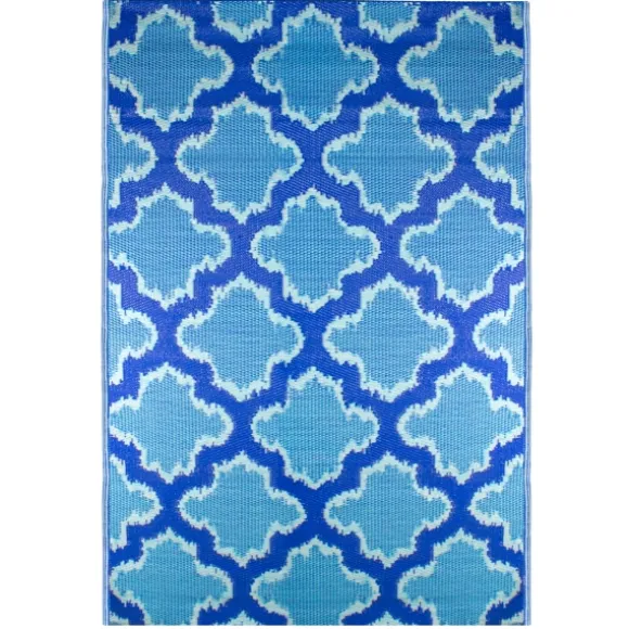Kirkland's Home Outdoor Rugs-Cerulean Quatrefoil Outdoor Area Rug, 4X6