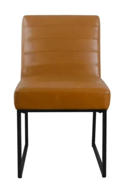 Kirkland's Home Dining Chairs-Channeled Carmel Leather Dining Chair