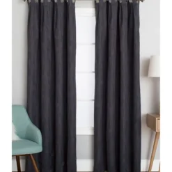 Kirkland's Home Curtains & Drapes-Charcoal Box Pleated Single Curtain Panel, 84 In.