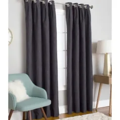 Kirkland's Home Curtains & Drapes-Charcoal Box Pleated Single Curtain Panel, 84 In.
