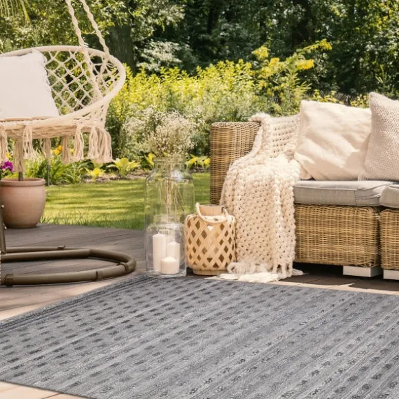 Kirkland's Home Outdoor Rugs-Charcoal Embellished Outdoor Area Rug, 8X10