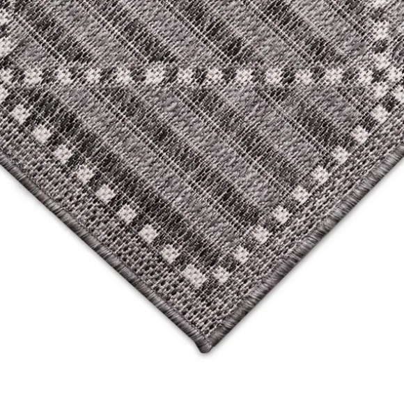 Kirkland's Home Outdoor Rugs-Charcoal Geo Lattice Outdoor Area Rug, 7X9