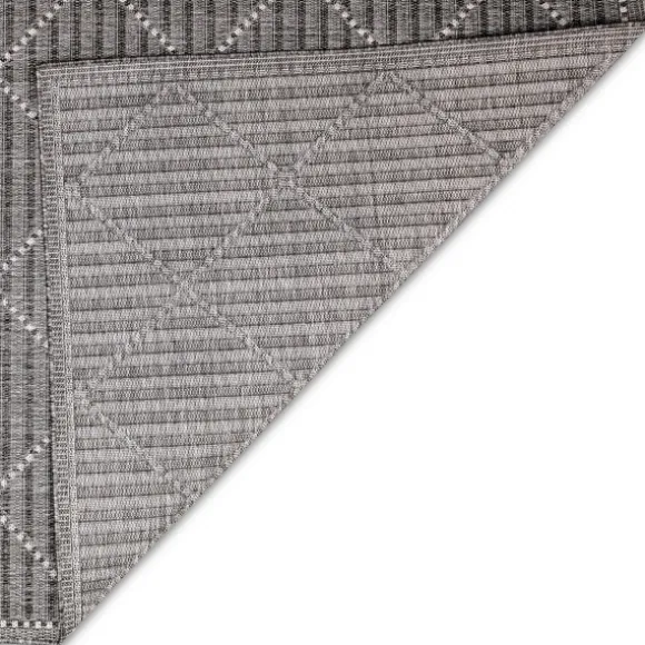 Kirkland's Home Outdoor Rugs-Charcoal Geo Lattice Outdoor Area Rug, 4X7