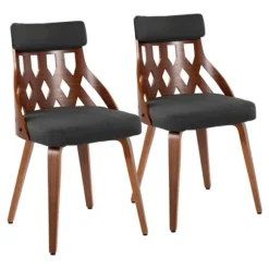 Kirkland's Home Dining Chairs-Charcoal Lattice Back 2-Pc. Dining Chair Set