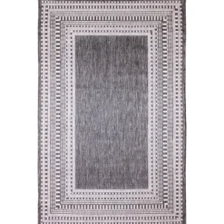 Kirkland's Home Outdoor Rugs-Charcoal Linear Macy Indoor/Outdoor Area Rug, 4X7