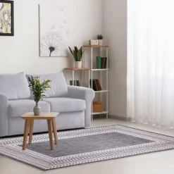 Kirkland's Home Outdoor Rugs-Charcoal Linear Macy Indoor/Outdoor Area Rug, 4X7