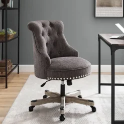 Kirkland's Home Office Furniture-Charcoal Miller Tufted Office Chair