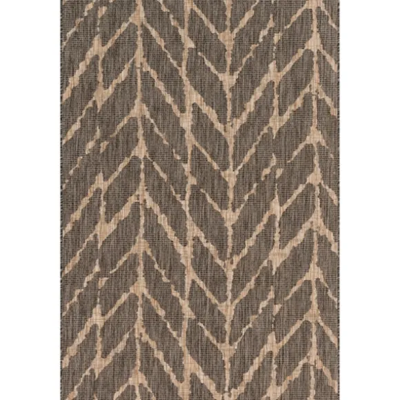 Kirkland's Home Outdoor Rugs-Charcoal Mocha Chevron Outdoor Area Rug, 7X10