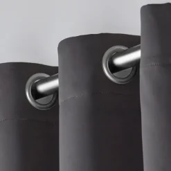 Kirkland's Home Curtains & Drapes-Charcoal Sateen Curtain Panel Set, 96 In.