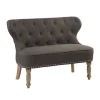 Kirkland's Home Sofas & Loveseats-Charcoal Tufted Upholstered Settee