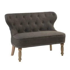 Kirkland's Home Sofas & Loveseats-Charcoal Tufted Upholstered Settee